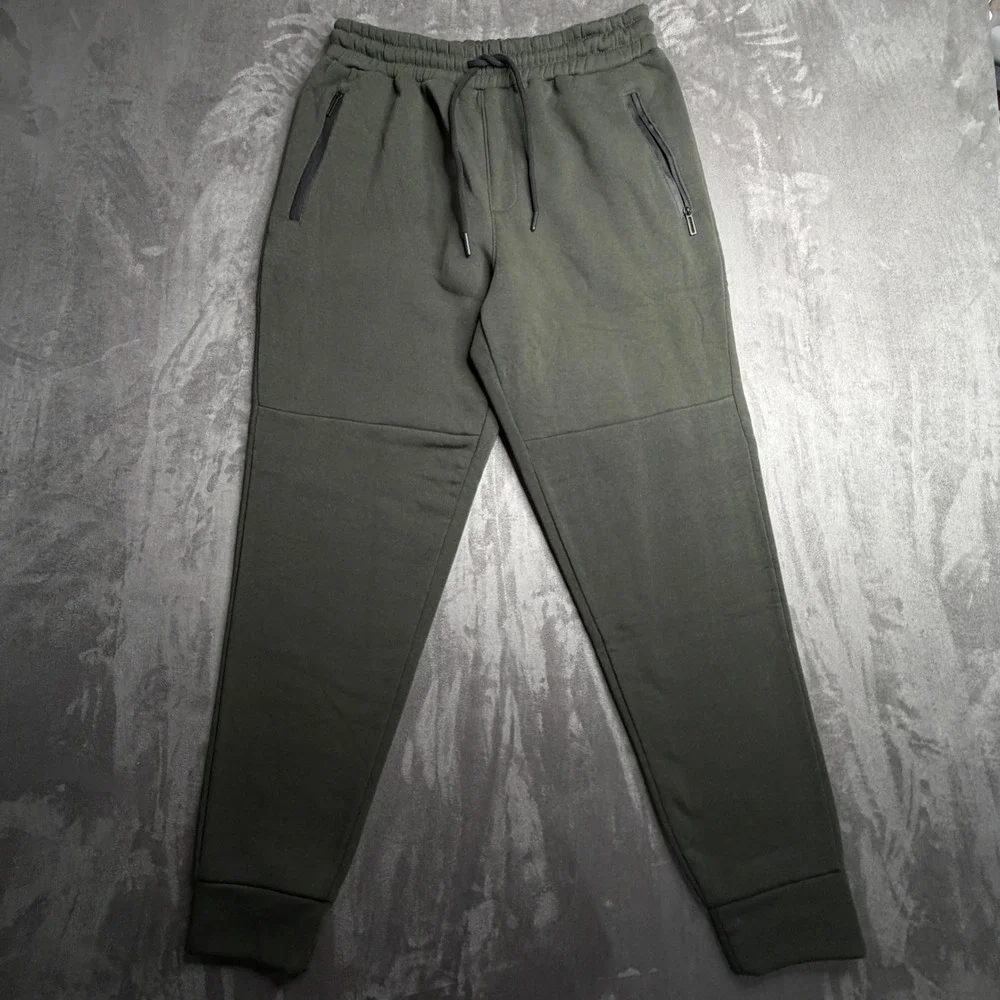 Southpole Jogger Sweatpants Mens XL Olive Green Tech Fleece Zip Pockets Tapered